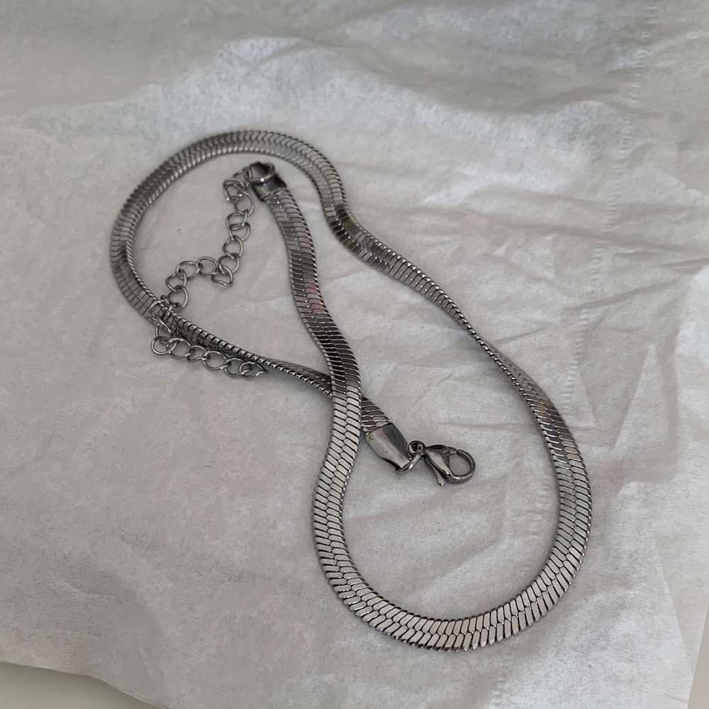 Herringbone Silver Chain Necklace